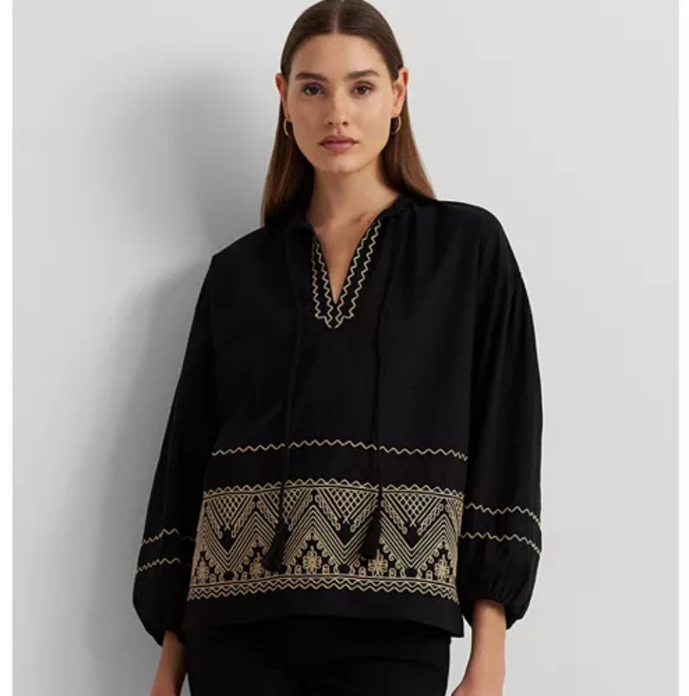 NWT Lauren Ralph Lauren Cotton Embroidered Top Sz Larg4